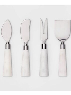 THRESHOLD NWT 4 Marble White Cheese Knife Set